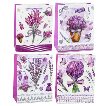 Saco de Presente Lavanda com Glitter 23x18x10,5cm (1 unidade, sortido)