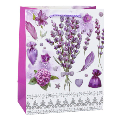Saco de Presente Lavanda com Glitter 23x18x10,5cm (1 unidade, sortido)