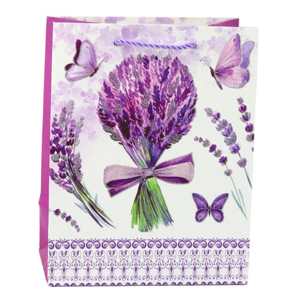 Saco de Presente Lavanda com Glitter 23x18x10,5cm (1 unidade, sortido)