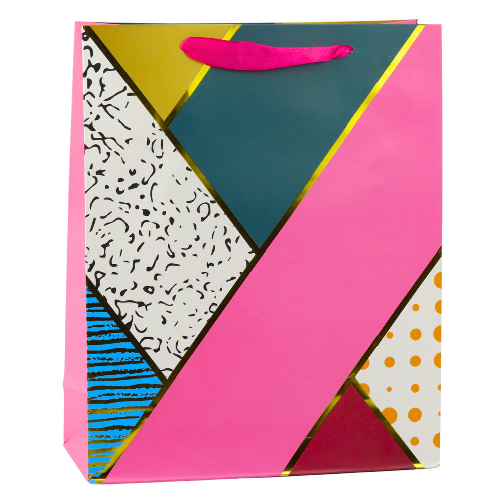 Saco de Presente Padrão Geométrico 32x26x12cm (1 unidade, sortido)