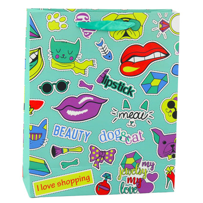 Saco de Presente Selos Coloridos 32x26x12cm (1 unidade, sortido)