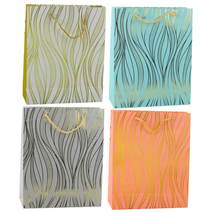 Saco de Presente Linhas Onduladas Douradas 32x26x12cm (1 unidade, sortido)
