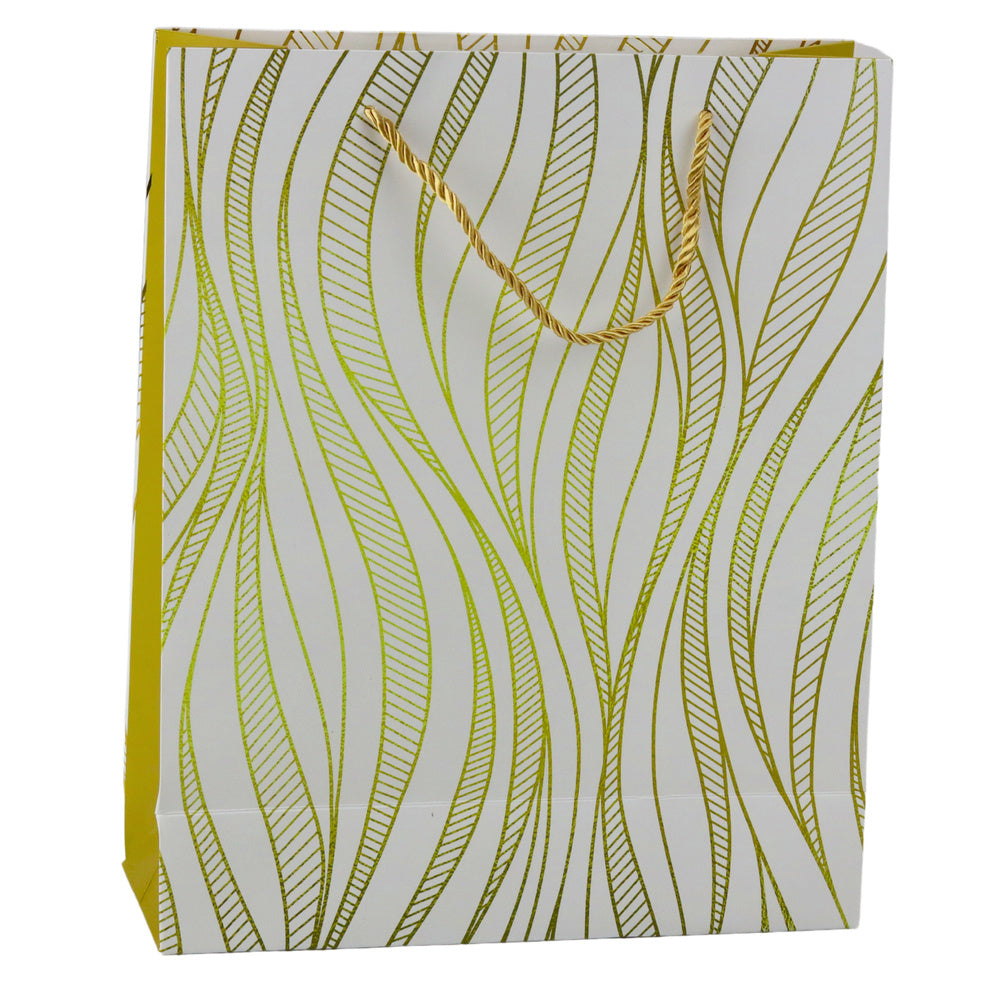 Saco de Presente Linhas Onduladas Douradas 32x26x12cm (1 unidade, sortido)