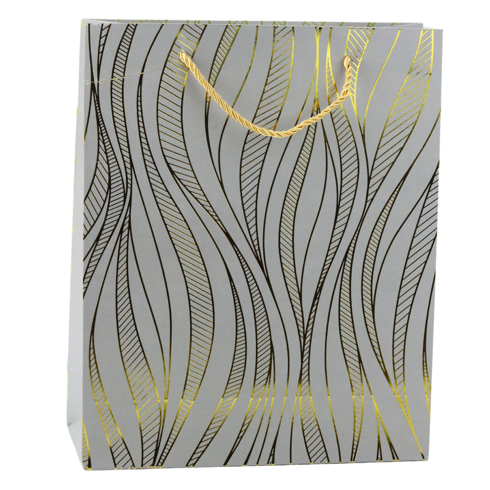 Saco de Presente Linhas Onduladas Douradas 32x26x12cm (1 unidade, sortido)