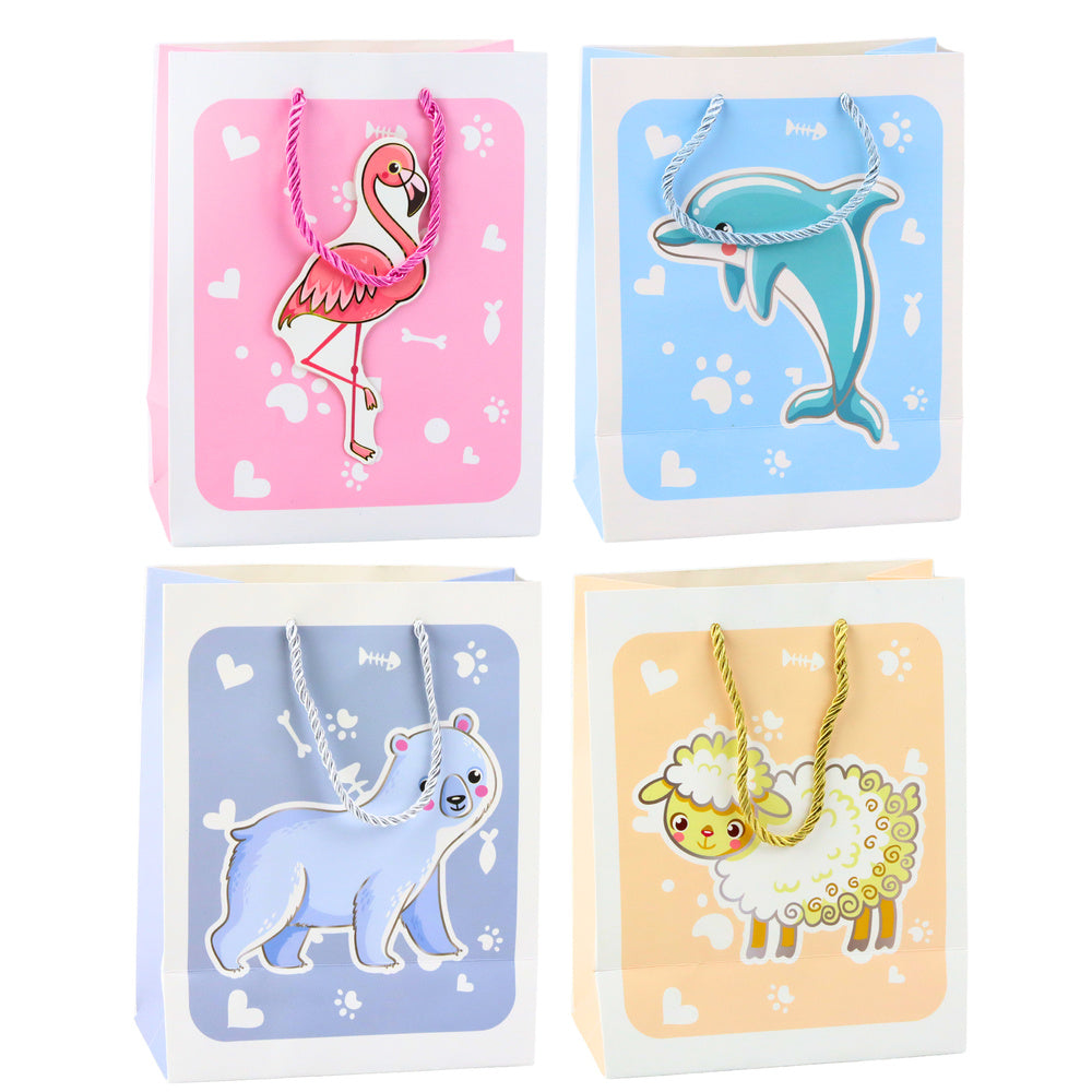 Saco de Presente Animais 3D Pastel 23x18x10cm  (1 unidade, sortido)