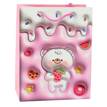 Saco de Presente Ursinho Cores Pastel 23x18x10,5cm (1 unidade, sortido)