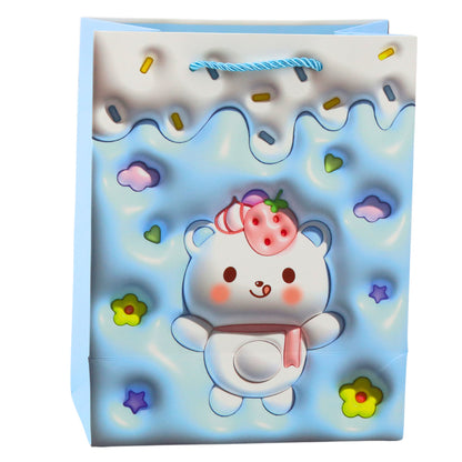 Saco de Presente Ursinho Cores Pastel 23x18x10,5cm (1 unidade, sortido)