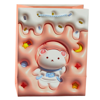 Saco de Presente Ursinho Cores Pastel 23x18x10,5cm (1 unidade, sortido)