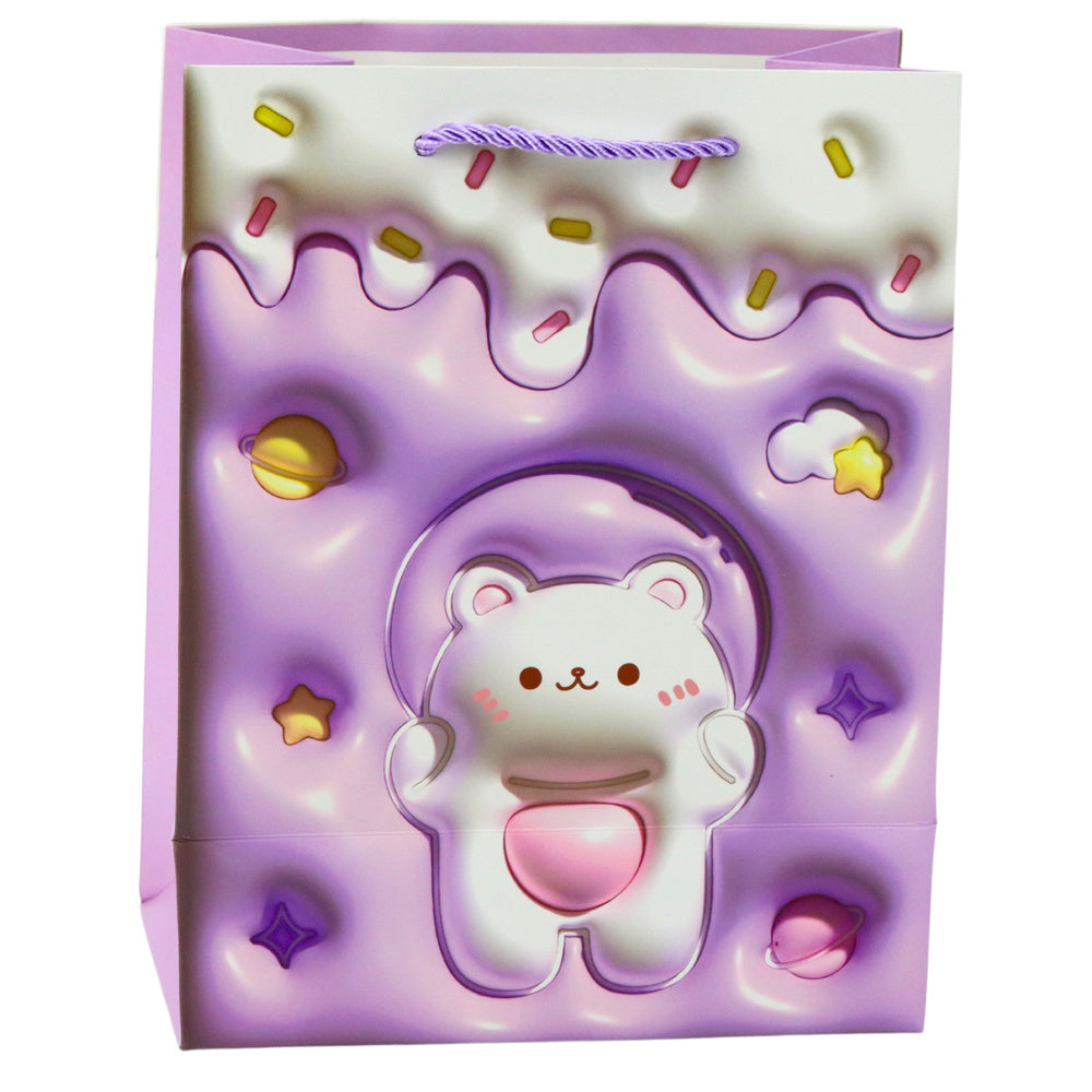 Saco de Presente Ursinho Cores Pastel 23x18x10,5cm (1 unidade, sortido)