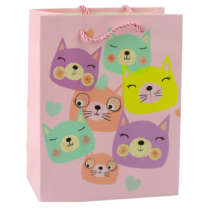 Saco de Presente Gatos com Glitter 23x18x10,5cm  (1 unidade, sortido)