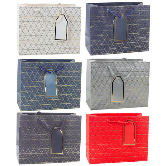 Saco de Presente Linhas Douradas Geométricas 23x18x10cm  (1 unidade, sortido)