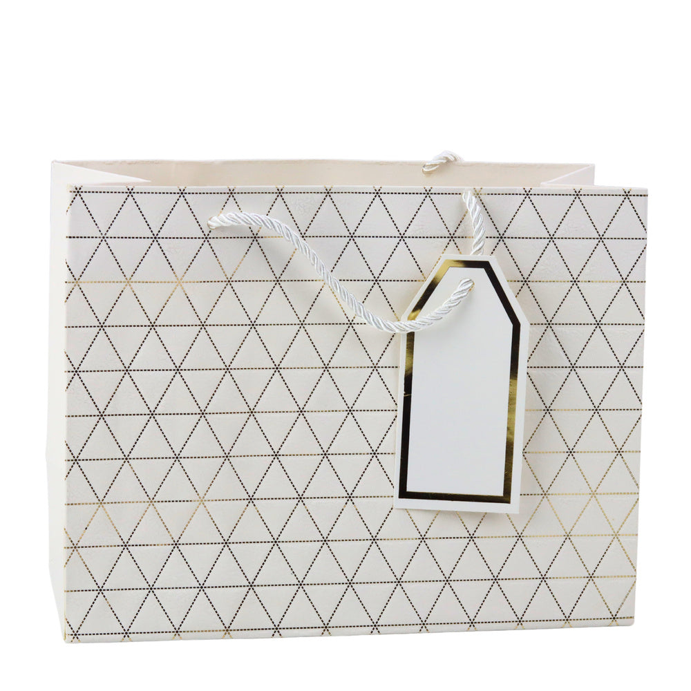 Saco de Presente Linhas Douradas Geométricas 23x18x10cm  (1 unidade, sortido)