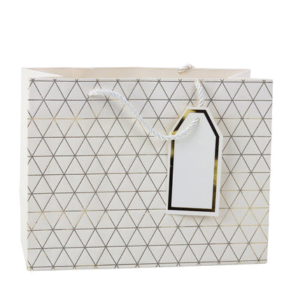 Saco de Presente Linhas Douradas Geométricas 23x18x10cm  (1 unidade, sortido)