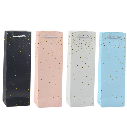 Saco de Presente para Garrafa Bolinhas Douradas 35x12x9cm (1 unidade, sortido)