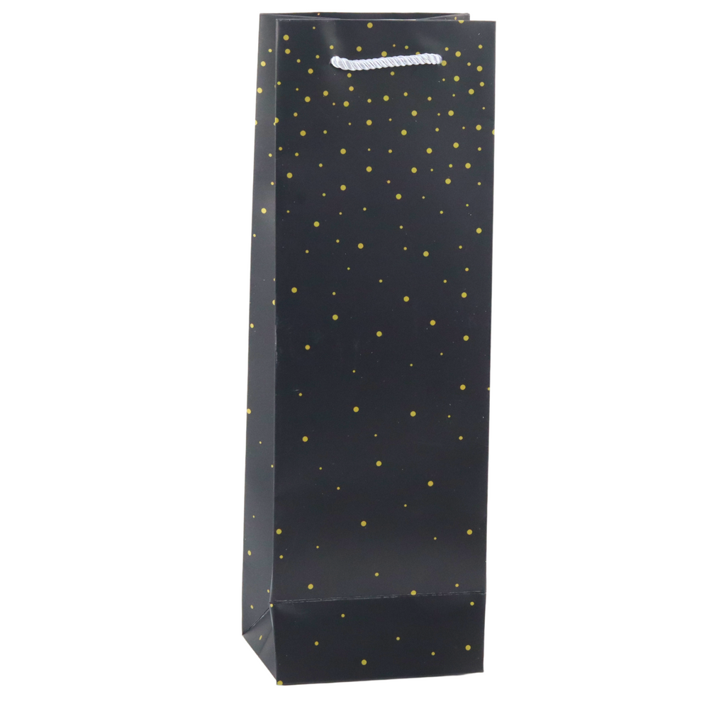 Saco de Presente para Garrafa Bolinhas Douradas 35x12x9cm (1 unidade, sortido)