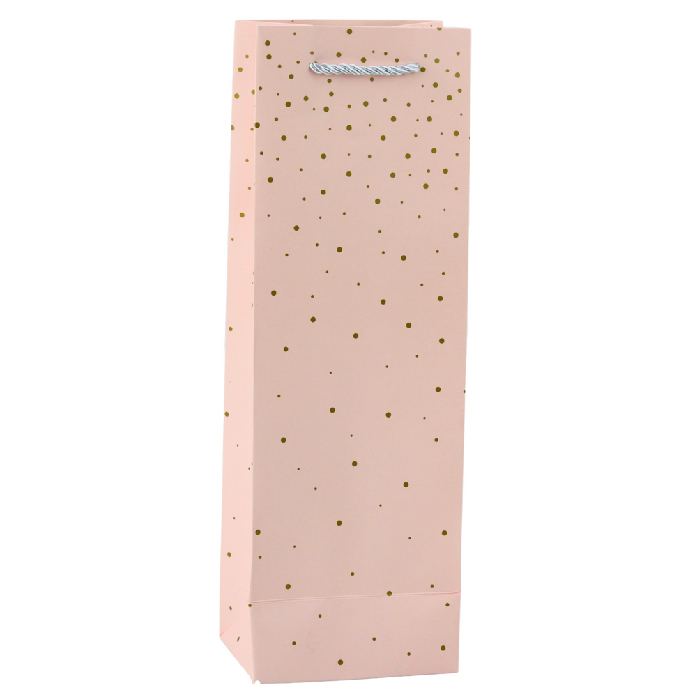 Saco de Presente para Garrafa Bolinhas Douradas 35x12x9cm (1 unidade, sortido)