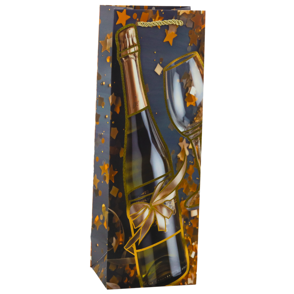 Saco de Presente para Garrafa Champanhe 35x12x9cm (1 unidade, sortido)