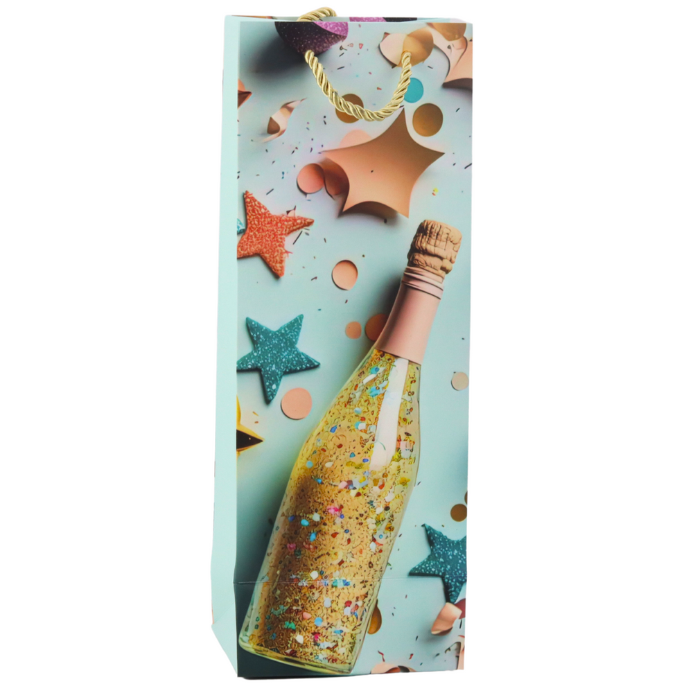 Saco de Presente para Garrafa de Champanhe Pastel 35x12x9cm (1 unidade, sortido)