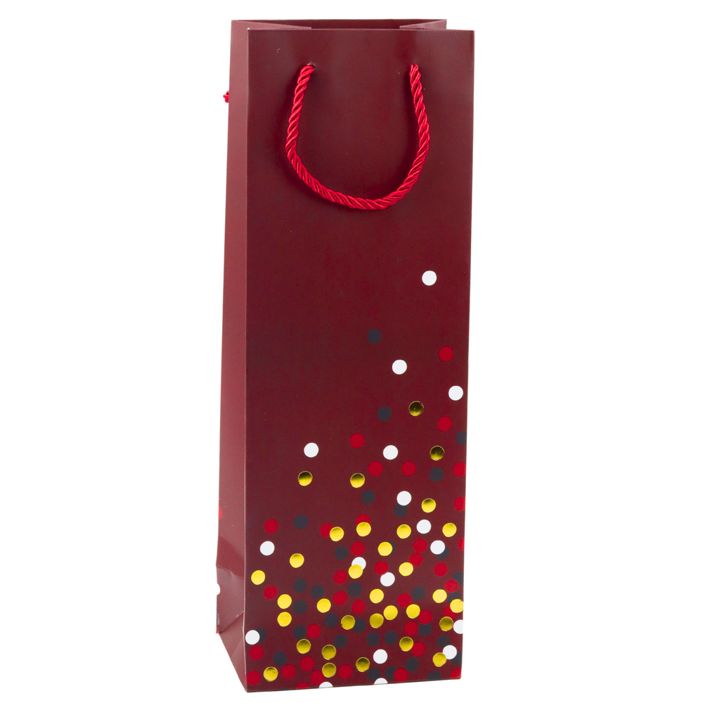 Saco de Presente para Garrafa Bolinhas 36x12x9cm (1 unidade, sortido)
