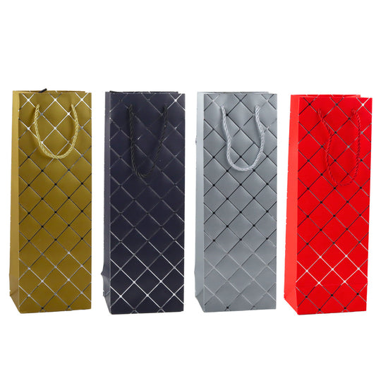 Saco de Presente para Garrafa com Elementos Prateados 35x12x9cm (1 unidade, sortido)
