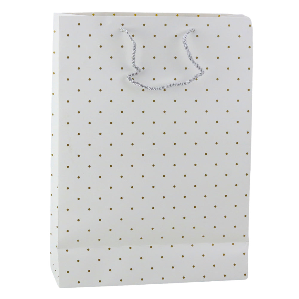 Saco de Presente Clássico com Bolinhas Douradas 41x30x12cm (1 unidade)