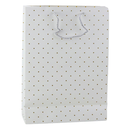 Saco de Presente Clássico com Bolinhas Douradas 41x30x12cm (1 unidade)