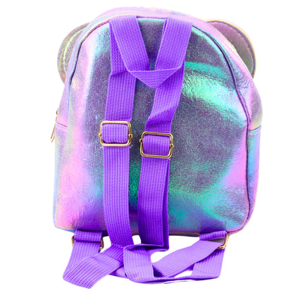 Mochila Infantil Orelhas de Rato com Lantejoulas Roxa 22cm 3L