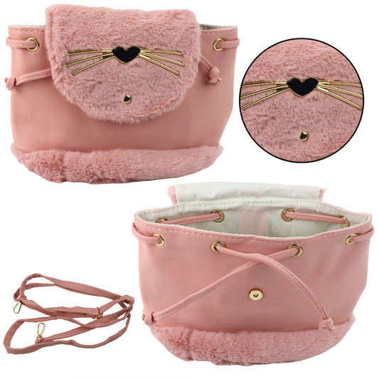 Mochila Infantil de Peluche com Orelhas Rosa