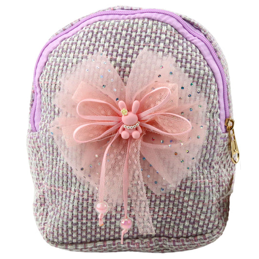 Mochila Infantil Coelha com Laço Entrançado Roxa 21cm 2L