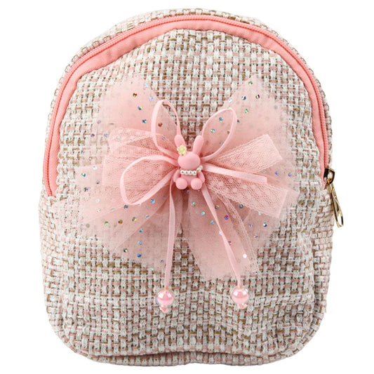 Mochila Infantil Coelha com Laço Entrançado Rosa 21cm 2L