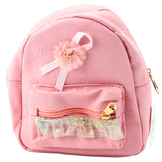 Mochila Infantil Laço em Relevo com Folho Rosa 20cm 2,5L