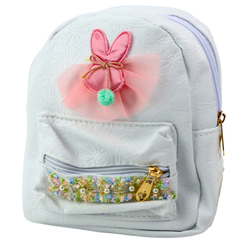 Mochila Infantil Coelho com Tule Branco 20cm 2,5L