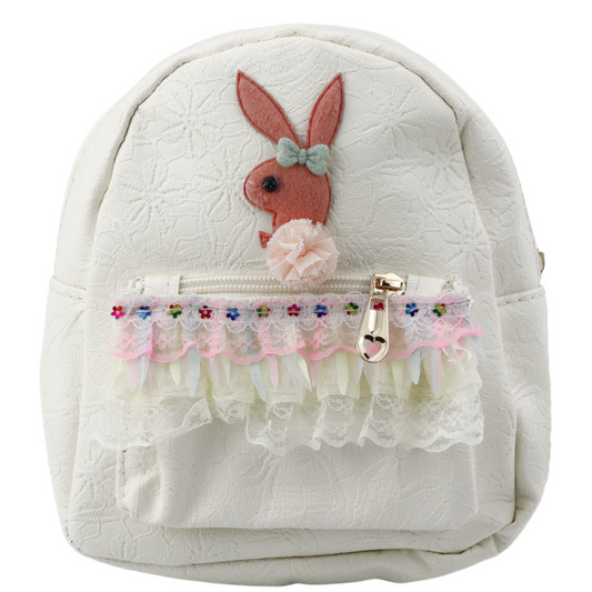 Mochila Infantil Coelho em Relevo com Folho Creme 20cm 2,5L