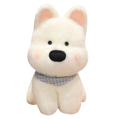 Peluche Cão com Cachecol Azul Branco 33cm