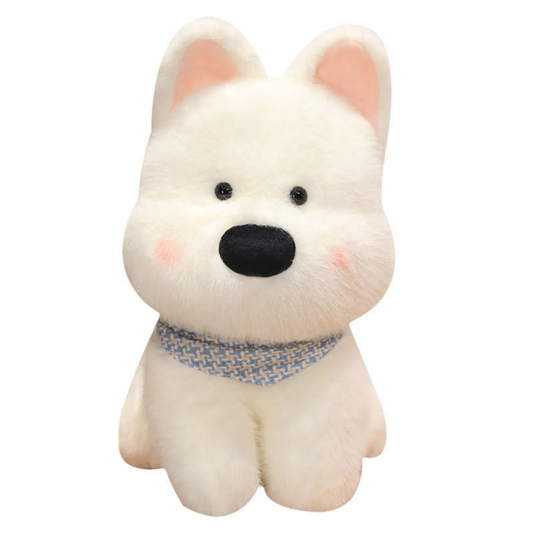 Peluche Cão com Cachecol Azul Branco 33cm