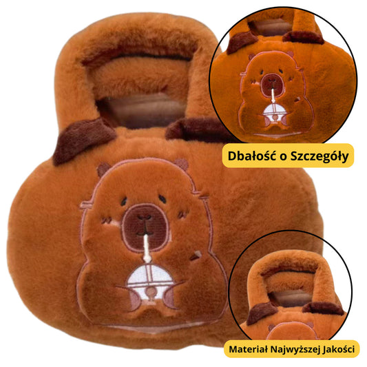Mala de Peluche Capivara com Copo Castanha 20cm