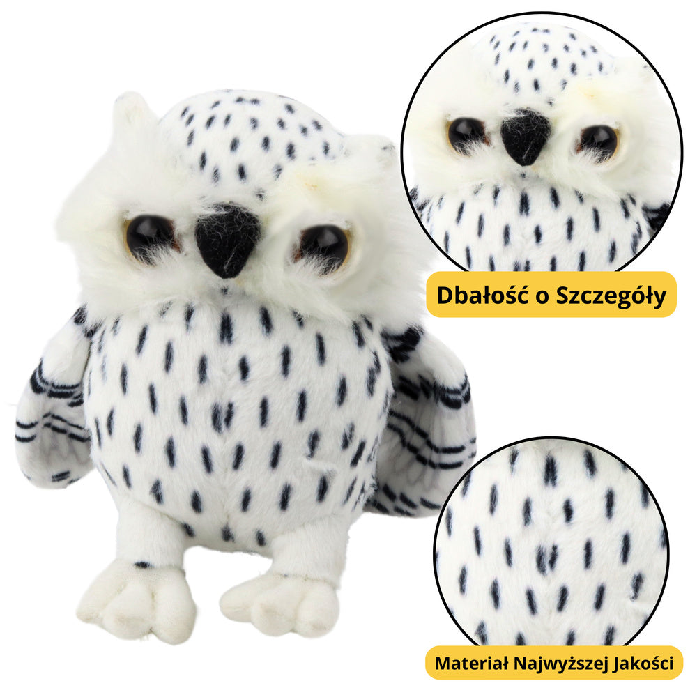Peluche Corujinha Branca com Pintas Pretas 15cm