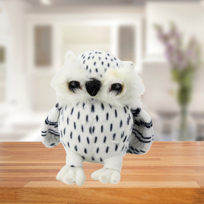 Peluche Corujinha Branca com Pintas Pretas 15cm