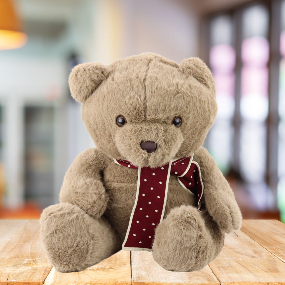 Peluche Urso Grande com Cachecol Castanho Claro 45cm