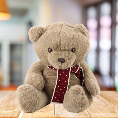 Peluche Urso Grande com Cachecol Castanho Claro 45cm