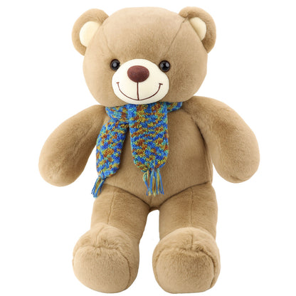 Peluche Urso com Cachecol de Lã Multicolor Castanho 55cm
