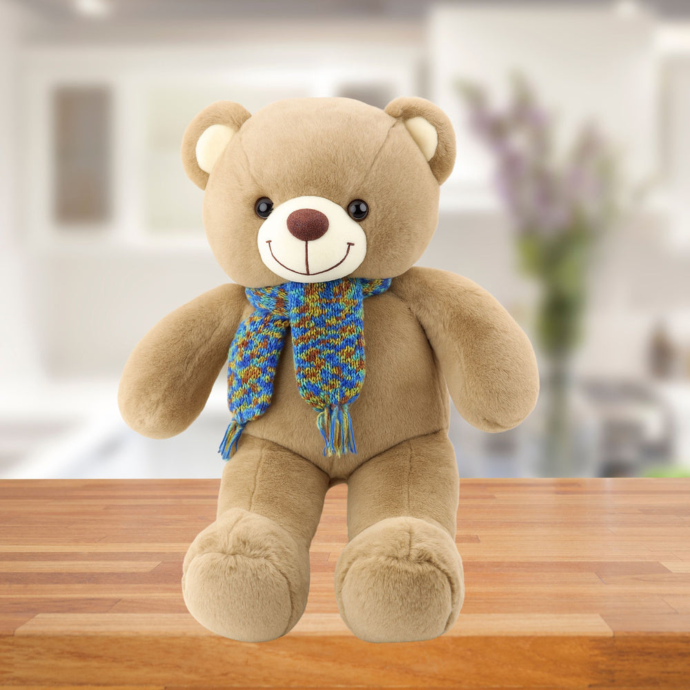 Peluche Urso com Cachecol de Lã Multicolor Castanho 55cm