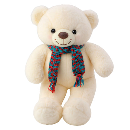 Peluche Urso com Cachecol de Lã Multicolor Branco 55cm