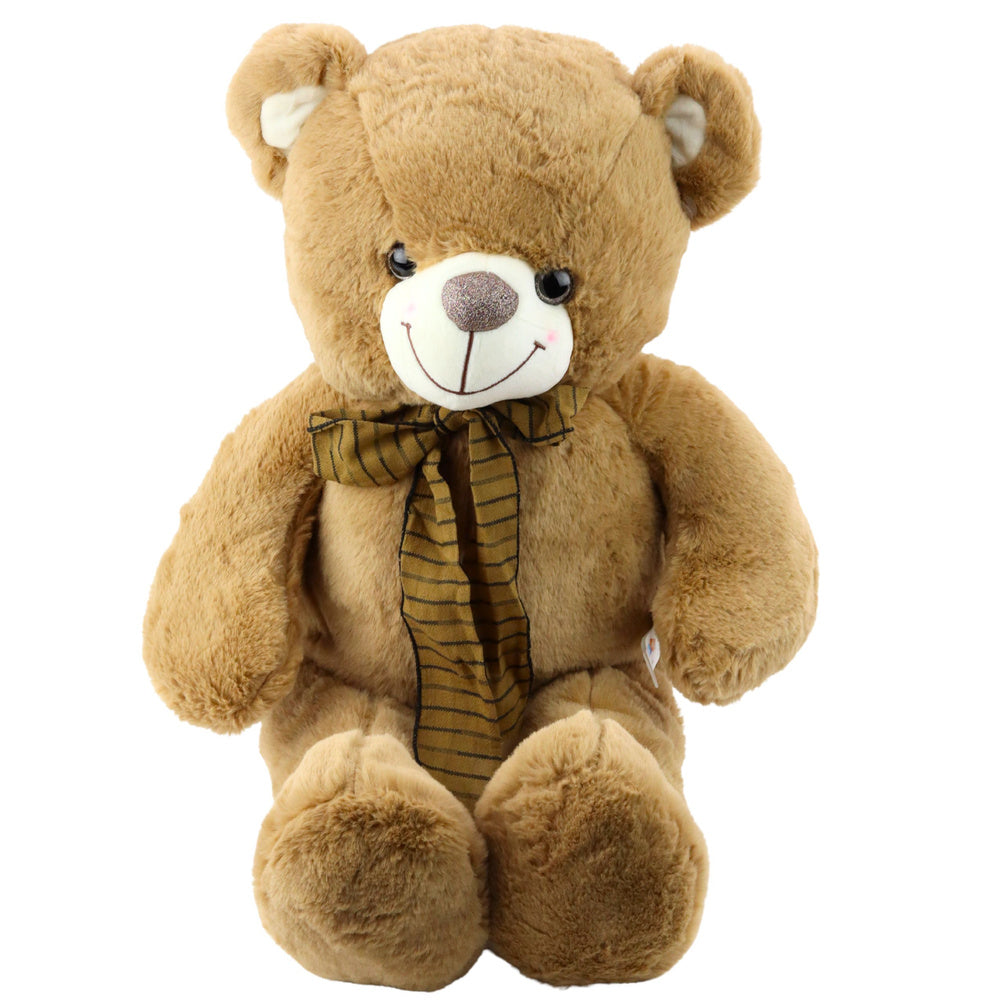 Peluche Urso com Laço Castanho às Riscas 60cm