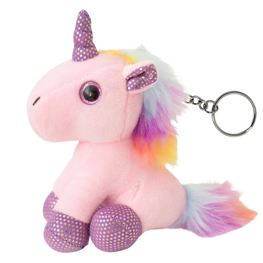Porta-chaves Peluche Unicórnio Rosa 12cm