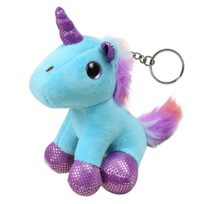 Porta-chaves Peluche Unicórnio Azul 12cm