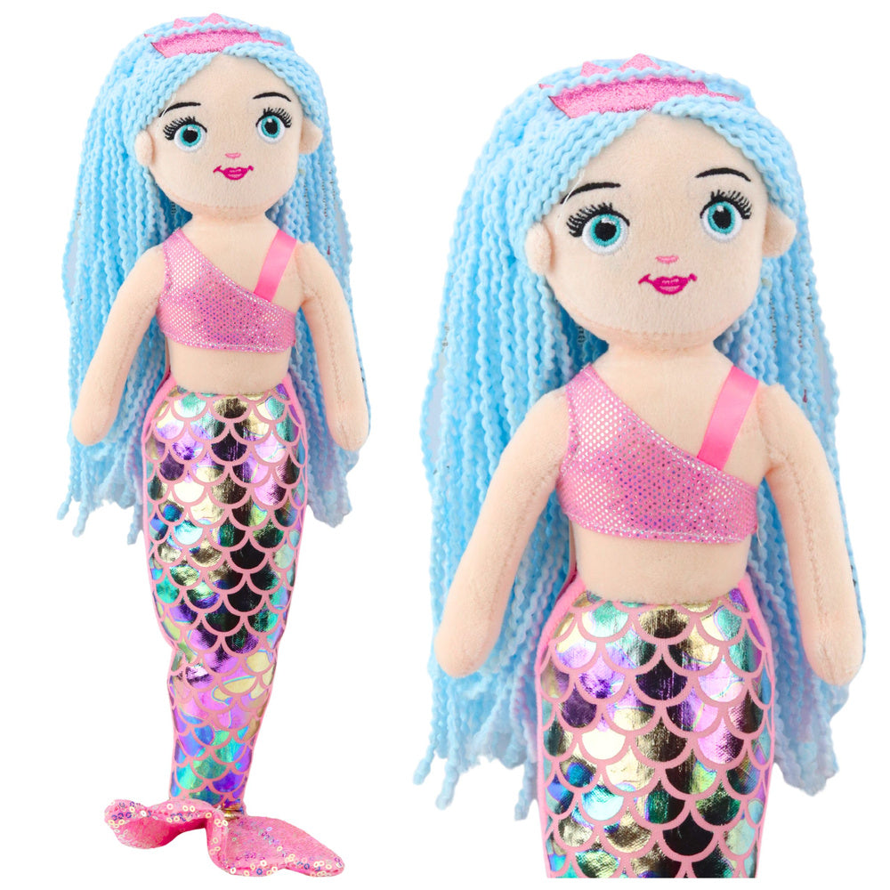Peluche Sereia Cauda Holográfica Rosa Azul 48cm