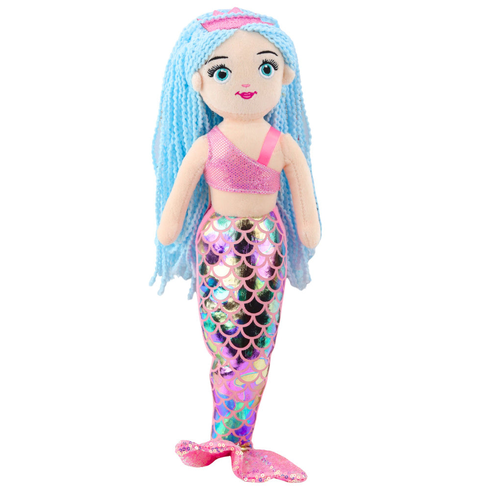 Peluche Sereia Cauda Holográfica Rosa Azul 48cm