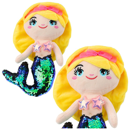 Peluche Sereia Cauda Lantejoulas Verde 30cm