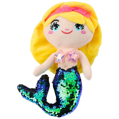 Peluche Sereia Cauda Lantejoulas Verde 30cm